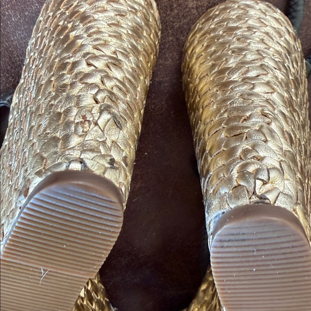 Coach Black Leather Wedge Sandals with Braided Espadrille - Picture 13 of 16